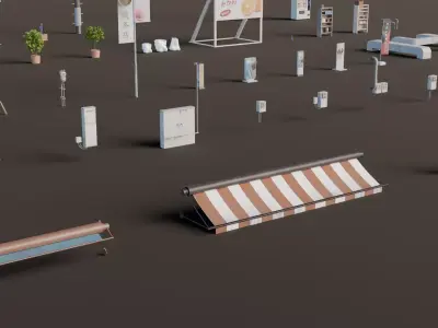 Asian Props Low-poly 3D model