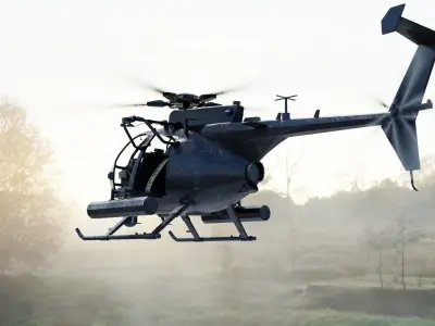 AH-6 Little Bird Rigged Low-poly 3D model