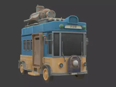 Stylized Post Apocalyptic Bus  Low-poly 3D model