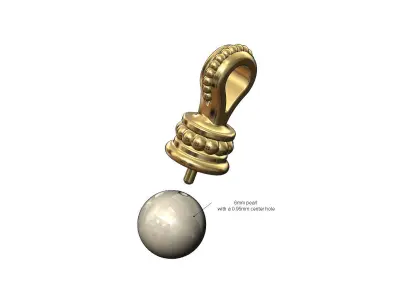 Beaded 6mm pearl pendant and charm 3D print model