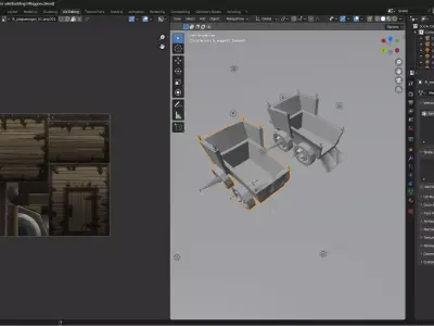 Low Poly Wooden Wagon Game Ready 3D Asset Low-poly 3D model