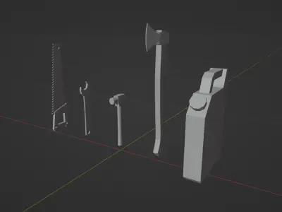 TOOL SET 1 - LOW POLY - PS1 RETRO STYLE Low-poly 3D model