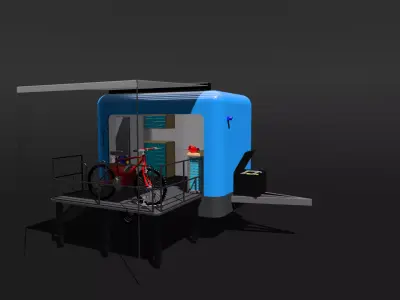 Mobile Bicycle Workshop Trailer 3D Model 3D model