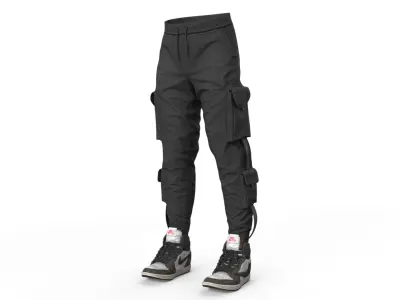 Cargo Trousers Black 3D model