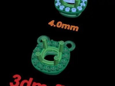 Dainty Diamond Halo Cushion Pendant 4mm 3D print model