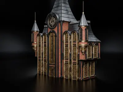 ART DECO STEAMPUNK BUILDING 06 Low-poly 3D model