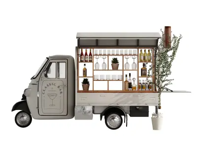 Food truck bar set 2 3D model