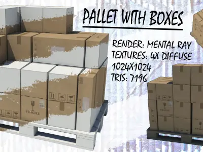 Pallet with Boxes Low poly Low-poly 3D model