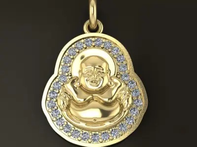 Happy Buddha Diamond Pendant 16mm30 Length Small Size 3D print model