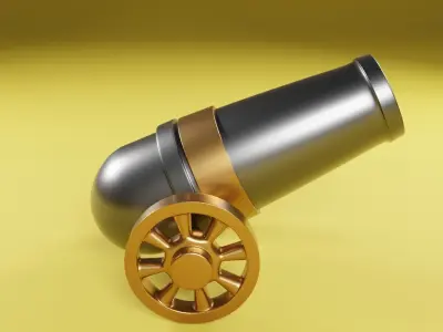 cannon 3D model Low-poly 3D model