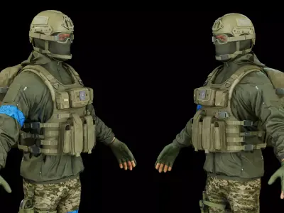 Ukraine Infantry Army Soldier Full Tactical Armor Low-poly 3D model