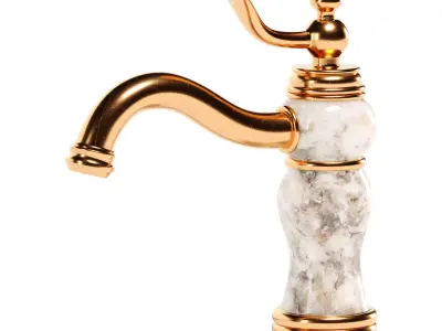 Antique-Bathroom-Sink-Faucets bathroom faucet with marble and... 3D model