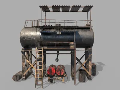 Post-Apocalyptic Oil Station  3D model
