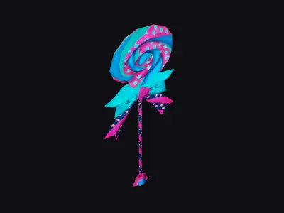 Wand Lollipop Magical Candy Wizard Scepter Weapon Blue Stick Low-poly 3D model