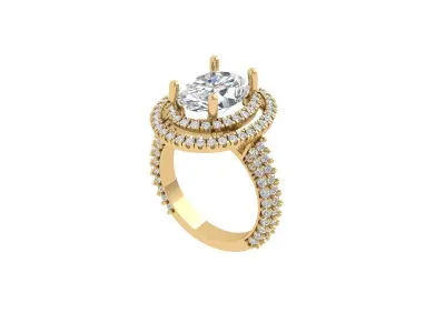 Oval Art Deco Ring 3D print model 18