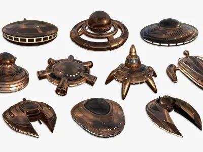 100 Alien Spaceships UFO Super Collection - Spacecraft Design 3D Model Pack