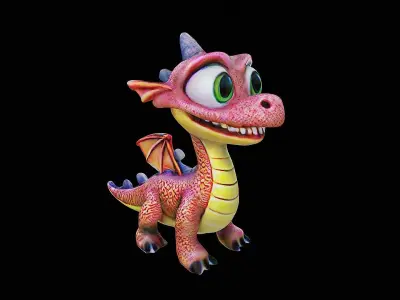 cute cartoon dragon stylized 3D model