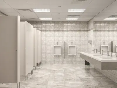 Public Bathroom Interior Scene 3D model
