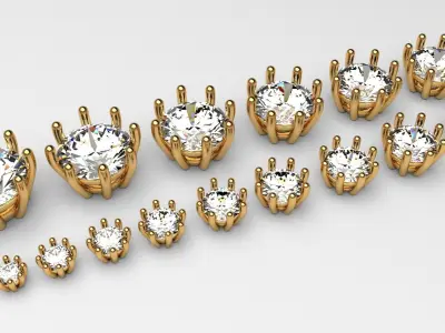 A package of solitaire ring heads engagement 8 prong printable 3D print model