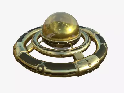 Alien Spaceship UFO E07 Gold - Sci Fi Spacecraft Design Low-poly 3D model