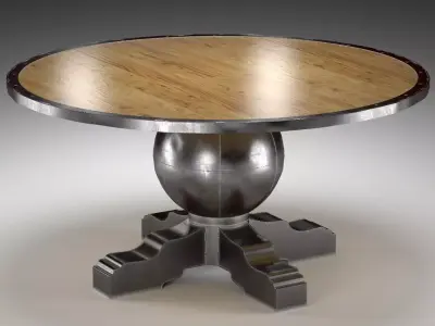 Enzo Industrial Loft Pine Metal Round Dining Table 3D model