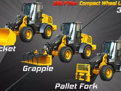 326 P-Tier Compact Wheel Loaders 3 in 1 3D Model Pack