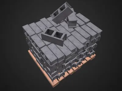 Brick pallet Low-poly 3D model