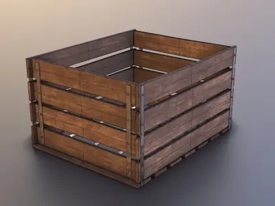 Wood Box - Crate - Empty - Low poly - 3D - Game Ready Low-poly 3D model