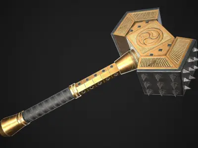 Fantasy Hammer 02 Low-poly 3D model