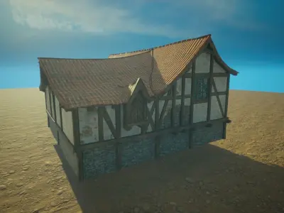 Medieval old House8-interior and exterior design Low-poly 3D model