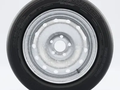 Steel Rim and Tire Tyre Spare Tire Low-poly 3D model