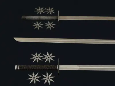 Ninja Weapon Set Low-poly 3D model purchase