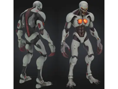 Bio Mech Zombie Low-poly 3D model