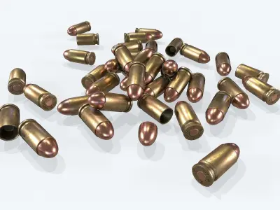 Cartridge 3 bullets in shape of heart Low-poly 3D model