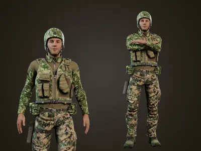 Dynamic Low-Poly Rigged Soldier Model - Military 3D Asset Free low-poly 3D model