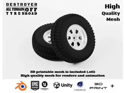 Destroyer Off Road Tyre 3D model