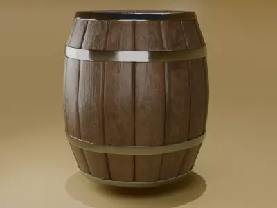 Barrel Low-poly 3D model 13