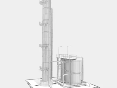 Refinery Unit  Low-poly 3D model