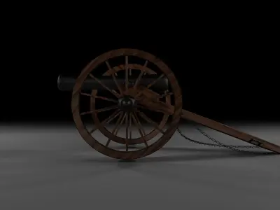 Field Gun - Cannon Low-poly 3D model
