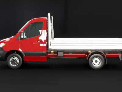 Mercedes Sprinter Pickup Heavy Duty Low-poly 3D model