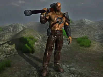 Hammer Warrior Low-poly 3D model