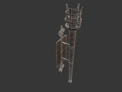 Medieval Torch Game Asset Low-poly 3D model