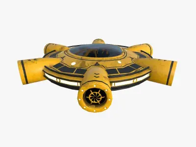 Alien Spaceship UFO J08 Yellow Dirt - Sci Fi Spacecraft Design Low-poly 3D model