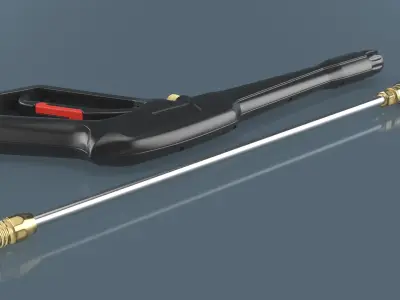 Pressure Washer Spray Gun with Turbo Lance Black 3D model