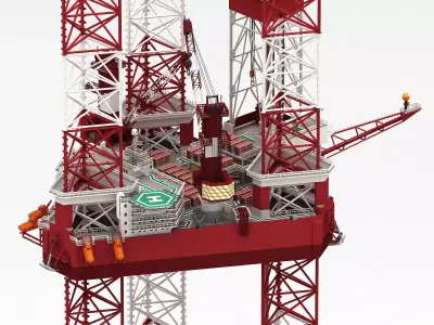 Jack Up Drilling rig  Low-poly 3D model