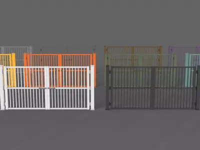 PBR Metal Gate C6 Low-poly 3D model