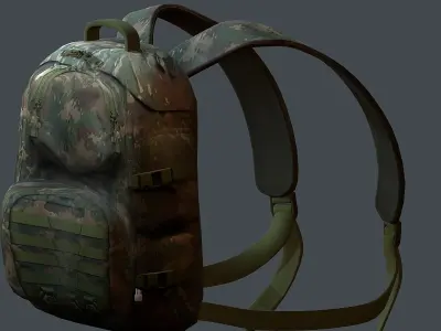 Backpack military combat Black baggage Low-poly 3D model get