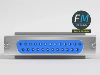 DB-25 Female D-Sub Connector 3D model