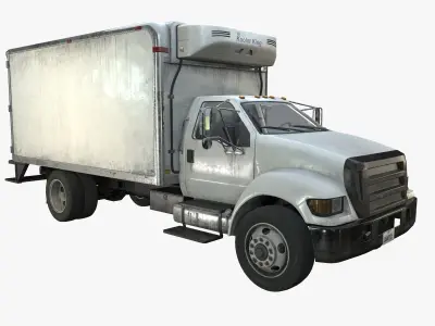 Refrigerator Truck Game Ready PBR Textures Low-poly 3D model