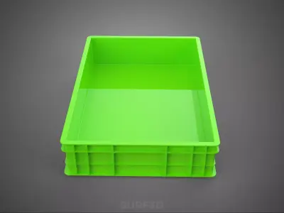 STANDARD GREEN SHALLOW PALLET STORAGE PLASTIC CRATE BOX TRAY BIN 3D model